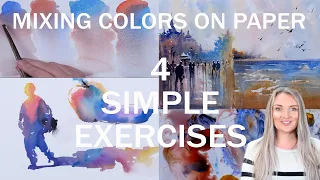 Watercolor Mixing Colours on Paper Simple Exercises for Beginners