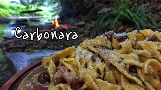 CARBONARA dinner in the forest (Nature & cooking )