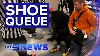 Hundreds lines up for sneaker store opening | Nine News Australia