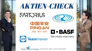 Sartorius gekauft! China Water Affairs - TeamViewer - BASF - PingAn Insurance / Aktien-Check