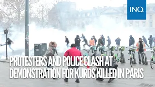 Confrontation between protesters and police at demonstration for Kurds killed in Paris