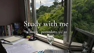 STUDY WITH ME - 2 HOURS | Pomodoro 50/10 | rain sounds | calm piano break