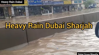 Flood heavy Rain Dubai Sharjah today| Vlog Dubai Group Musafar