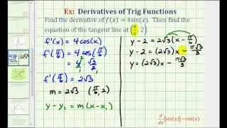 Ex: Find the Derivative and Equation of Tangent Line for a Basic Trig Function