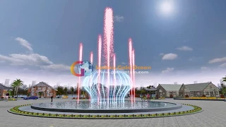 Round Shape Pool Music Dancing Fountain   Suzhou Gold Ocean