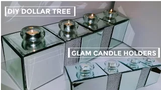 DIY DOLLAR TREE Mirror Candle Holder NEW (GLAM Bling)  DIY Home or Wedding Decor