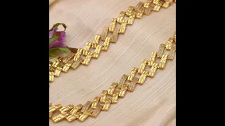 Attractive Gold & Diamond Zigzag Chain for Men - Design 572