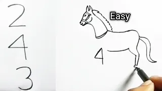 horse drawing from 243 number/// easy drawing