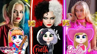 Harley Quinn daddy's monster Vs Cruella Emma stone Vs Barbie girl vs my Talking Angela 2 Cosplay