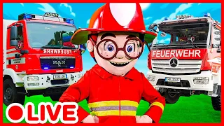 🔴 LIVE | FIREMEN, FIRE TRUCKS AND CARS 🧑‍🚒 Kids Pretend To Play Compilation