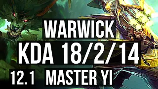 WARWICK vs MASTER YI (JNG) | 18/2/14, Rank 7 Warwick, 1.0M mastery, Godlike | EUW Master | 12.1