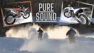 DIRT BIKES IN THE SNOW!! *2020 KTM/HUSQVARNA 250 SX & FC 350* | 2 Stroke vs 4 Stroke | 4K