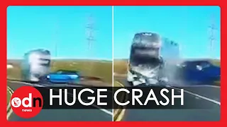 Terrifying Moment Double-Decker Bus Crashes into SUV in England