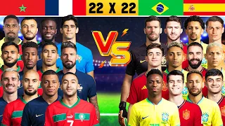 Morocco & France 🆚 Brazil & Spain 🔥 Ziyech, Mbappe, Neymar, Gavi 🔥ULTIMATE COMPARISON ⚽