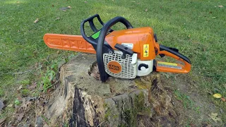 20 year old Stihl MS 250 chainsaw review and tree cutting