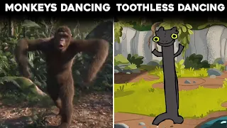 Toothless Dancing: Monkeys Dancing vs Toothless Dancing