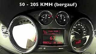 Peugeot RCZ 0 -250 KMH Acceleration on Autobahn