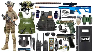 Special police weapon toy set unboxing, Barrett sniper gun | Glock pistol | Tactical helmet