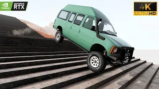 Satisfying Car VS Stairs Jump Extreme vs Massiv Speed Bump Tes Suspension Crash #43 BeamNG drive
