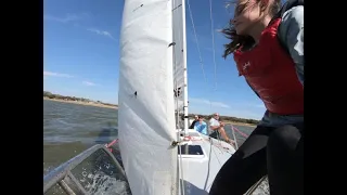 J24 in 22 knots, gusting 28.  Wet ride but best sailing of the year for wind. At DCYC Dallas Texas