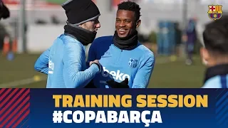 First training session to prepare the cup match against Sevilla