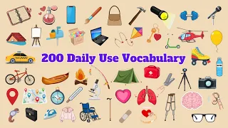 200 Everyday Objects Vocabulary of School, Classroom, home, room and office for kids
