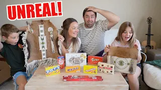 New Zealand Family Receives NATIVE AMERICAN gifts and Tries MILK DUDS & MOUNDS for the first time!