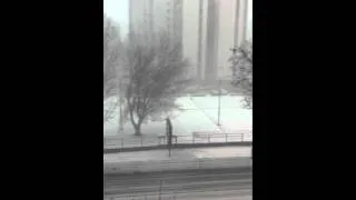 Sudden snow storm in Bratislava