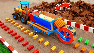 Diy tractor making bulldozer Build Cowshed by mini Bricks | DIY mini Bricks making machine | HP Mini