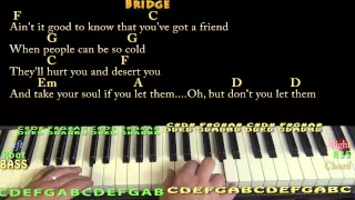 You've Got A Friend (Carole King) Piano Cover Lesson in G with Chords/Lyrics