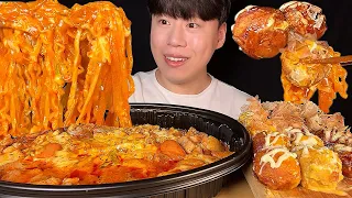 SUB) Korean food buldak rosé jjjmdak(braised chicken) & takoyaki mukbang asmr