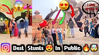 New Tik Tok Stunts On Public Reaction 🤯😍 | Cute 🥰 Girls 🙈 Reaction Flips #publicreaction #tiktok