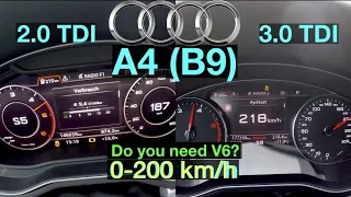 Acceleration Battle | Audi A4 2.0 TDI vs Audi A4 3.0 TDI | 110 vs 160 kW | DO YOU REALLY NEED V6?