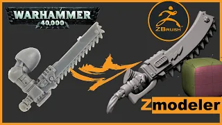 Warhammer - SPACE MARINE - ZBrush - Chain Sword - MODELING 1/5
