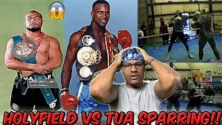 Reacting to DAVID TUA VS EVANDER HOLYFIELD SPARRING! (RARE) THIS MAKES A LOT OF SENSE 😳