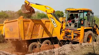 Kirloskar JCB 3dx Backhoe Loading Pond Murum in Tata 2518 Truck | JCB Tipper For Making Bricks #1