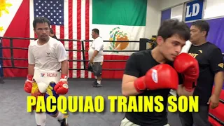 MANNY PACQUIAO TRAINS SON