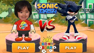 Tag with Ryan vs Sonic Dash - Kaji Ryan vs Dark Sonic New Characters Update - Run Gameplay