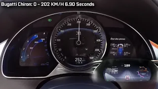 Bugatti Chiron vs Tesla Model S P100D 0 - 200 KM/H (Speed O Meter)