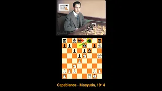 Ataque magistral de Capablanca: Capablanca - Masyutin, 1914 #shorts