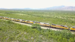 MILES OF ABANDONED TRAIN ENGINES SITTING IN ARIZONA