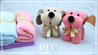 Удивительная идея! Как сделать милую СОБАЧКУ за 5 МИНУТ! 🐶 Cute dog made of towel idea 🐶 NataliDoma