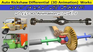 Auto Rickshaw Differential 3D Animation Video || 200cc Reverse Back Rear Extra Gearbox Work In 3D