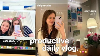 PRODUCTIVE daily vlog 🖇 cafe study in the city, daily morning routine, cozy days & a life update₊˚✩