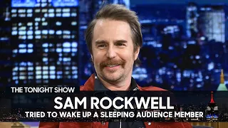 Sam Rockwell Tried to Wake Up a Sleeping Audience Member During American Buffalo | The Tonight Show