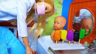 HARMFUL ICE CREAM! KATYA AND MAX A FUN FAMILY TO DOCTOR MAX! #Cartoons#dolls#Barbie