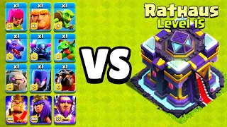 ALLE TRUPPEN vs RATHAUS LEVEL 15! 😱 Clash of Clans Update