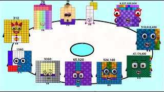 Numberblocks 13 times 1 to 12 and add 1 to 12 up the pyramid and become a big number