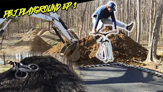 WE BUILT A IN GROUND TRAMPOLINE!! TRAMP BIKE!! PBJ PLAYGROUND EP 3