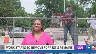 Tensions mount as work begins to remove Nathan Bedford Forrest's remains from Health Sciences Park i